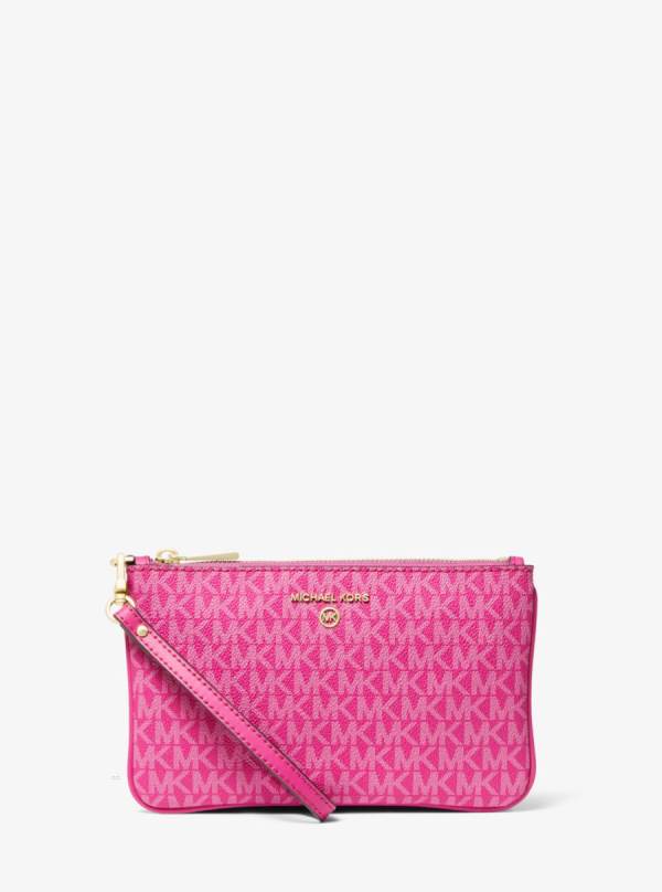 Damske Penazenky Michael Kors Medium Logo Wristlet Ruzove - Doplnky Michael Kors Levně | CLNMT-0694
